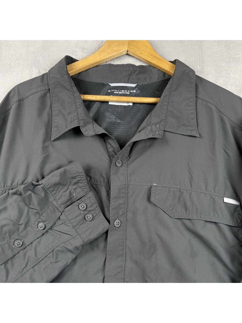 Columbia Men 5XL Gray OmniShade Button Shirt UPF Sun Protection Fishing Gorpcore